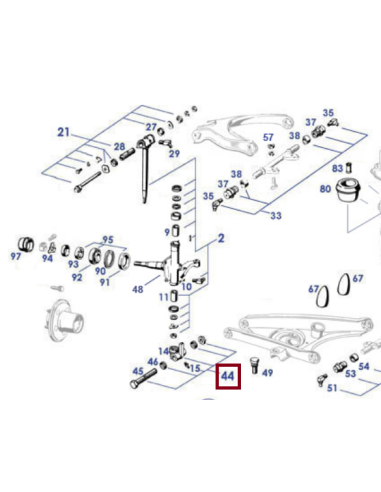 Mounting Kit Control Lever Front Axle 1pc - 190SL W121 250SL 280SL W113 - Classic Mercedes Parts